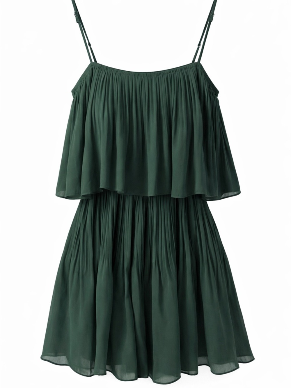 Exlura Dark Green Tiered Spaghetti Strap Romper